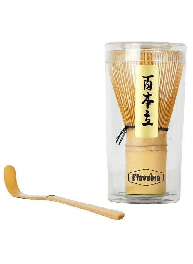 Flavoma Japanese Handmade Bamboo Matcha Whisk Sets of 2 (Delicate Match Brush Japanese Style) + Traditional Scoop (Chashaku), The Perfect Set to Prepare a Traditional Cup of Matcha. - Image 1
