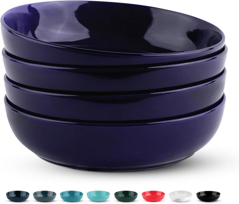 KooK Pasta Bowl Salad Bowls Soup Serving Bowls Ceramic Large Capacity Microwave  Dishwasher Safe Set of 4 40 Oz Cobalt - Image 1