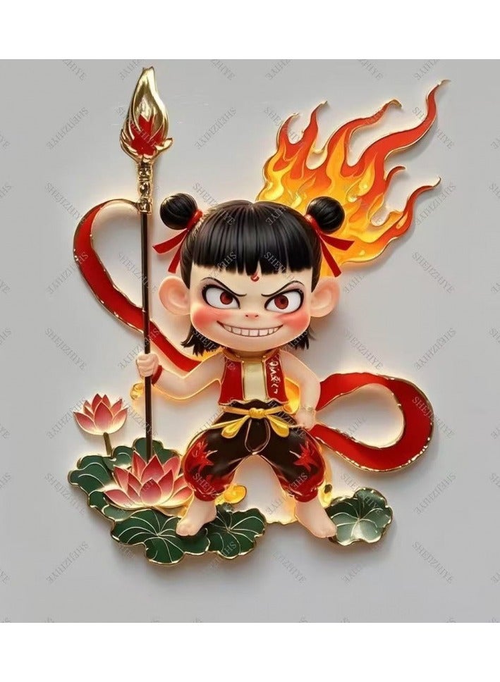 KUYING Nezha 2 Magic Boy Roaming Sea Lotus Cake CP Mobile Chain Pendant 4-Piece Set  - Image 1