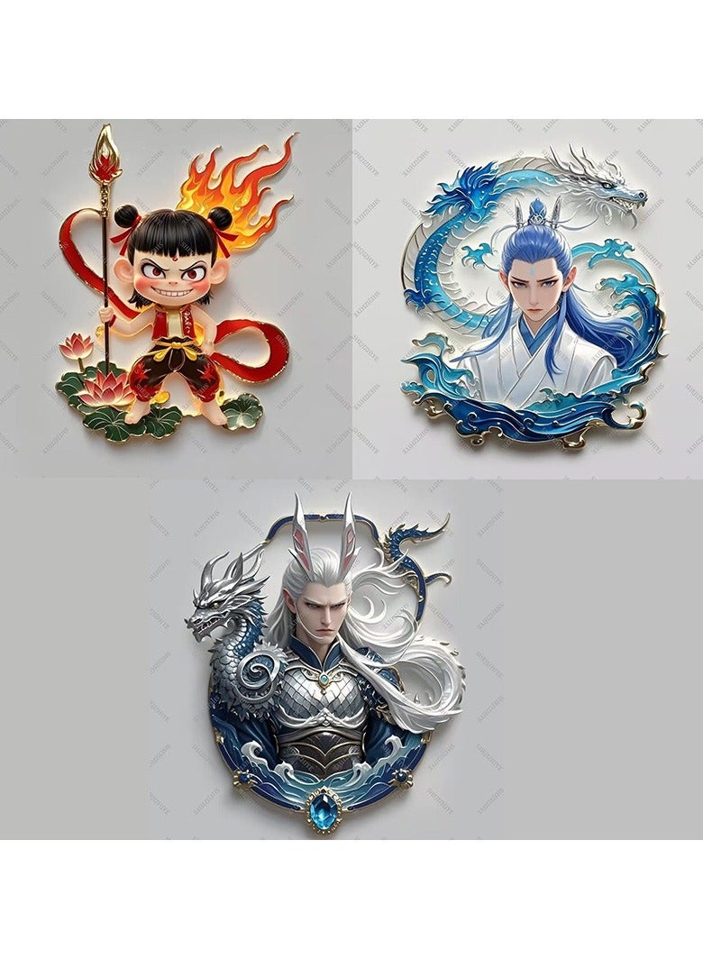 KUYING Nezha 2 Magic Boy Roaming Sea Lotus Cake CP Mobile Chain Pendant 4-Piece Set  - Image 2