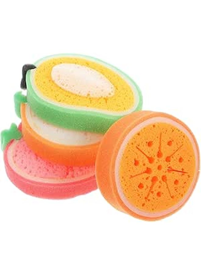 4Pcs Cartoon Fruit Kitchen Sponges Thick Foam Reusable Scrub Sponges for Dish Cleaning - Image 1