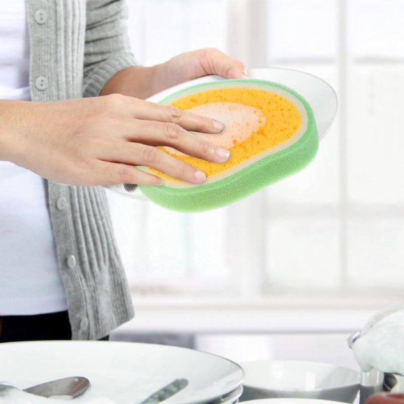 4Pcs Cartoon Fruit Kitchen Sponges Thick Foam Reusable Scrub Sponges for Dish Cleaning - Image 5