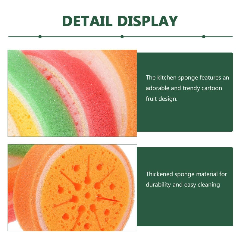 4Pcs Cartoon Fruit Kitchen Sponges Thick Foam Reusable Scrub Sponges for Dish Cleaning - Image 4