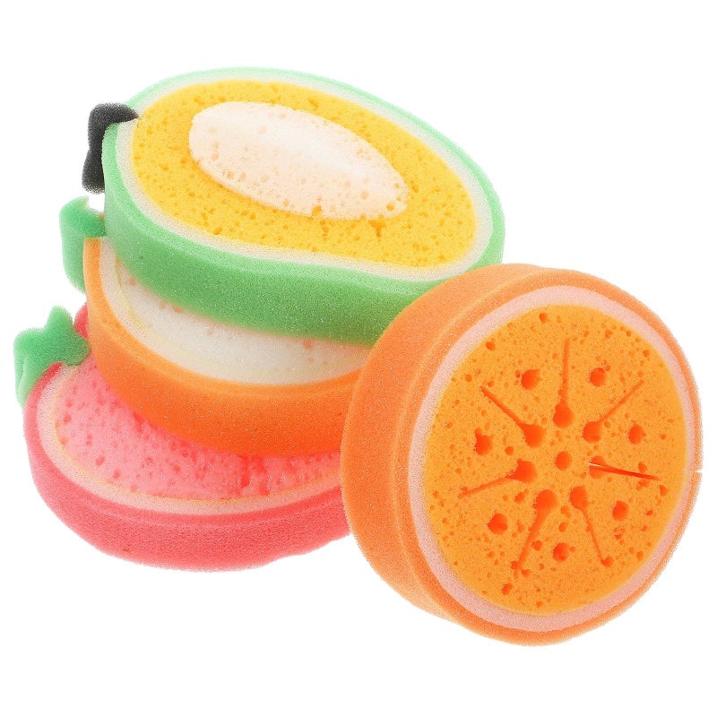 4Pcs Cartoon Fruit Kitchen Sponges Thick Foam Reusable Scrub Sponges for Dish Cleaning - Image 2