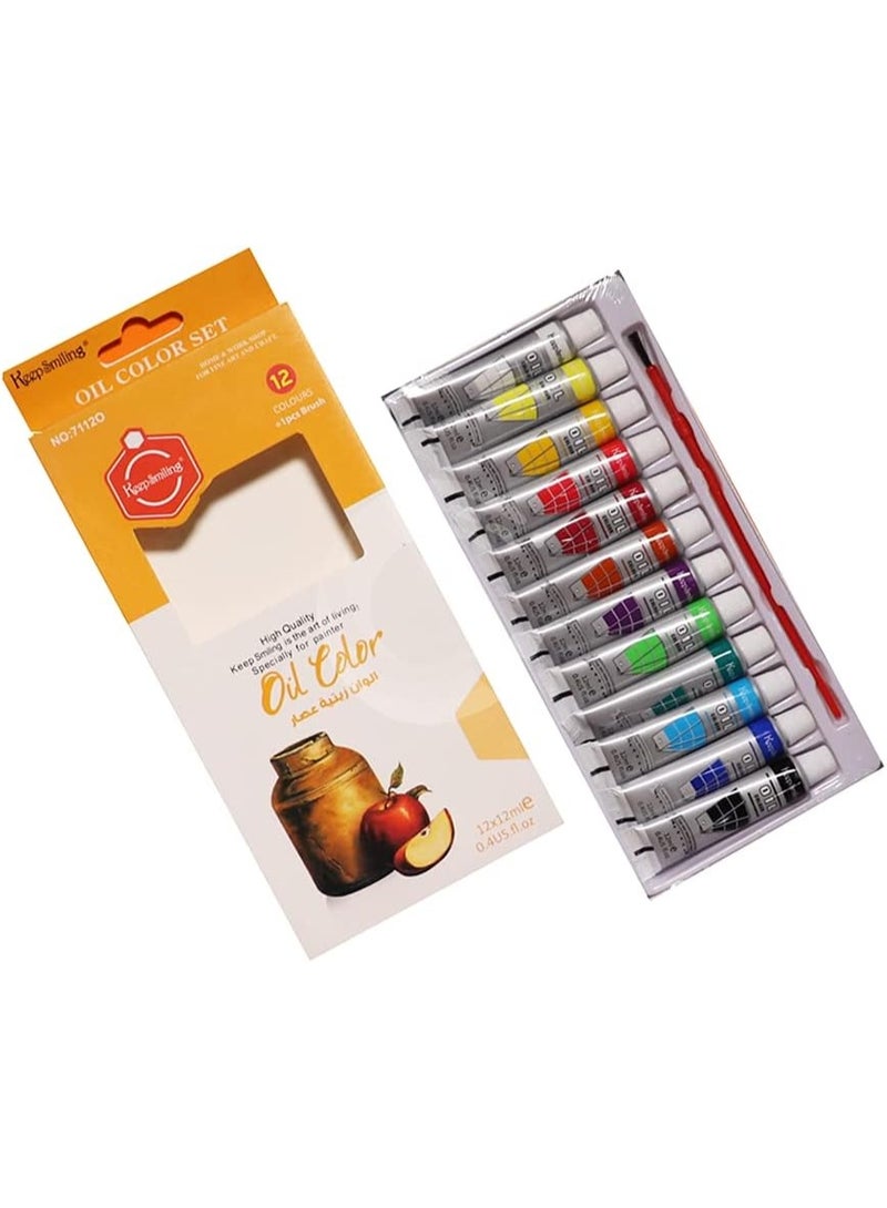 Keep Smiling Oil Color12ml tubes, Box of 12 Colors and 1 Brush - No:HS-7112O - Image 2