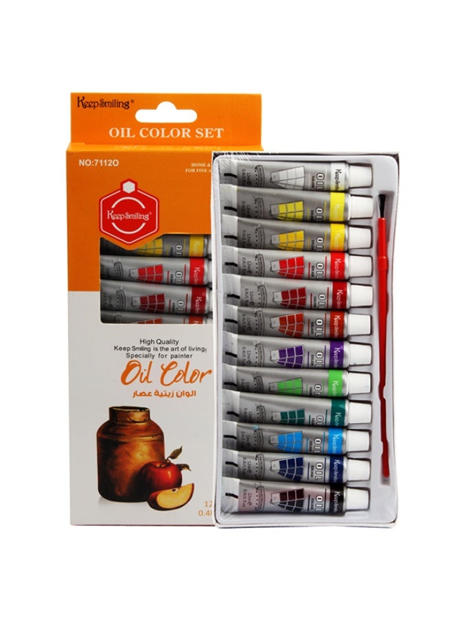 Keep Smiling Oil Color12ml tubes, Box of 12 Colors and 1 Brush - No:HS-7112O - Image 1
