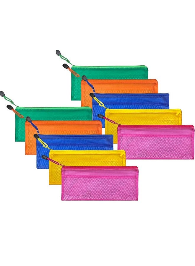 DAHSHA Cheque Size Pouch with Zipper, Waterproof Zipper Pouches Document Holder/Pen Pencil Case/Stationery Storage Bags/Cosmetic Pouch/Travel Organizer (Multicolor, Small Size) (Pack of 10) - Image 1