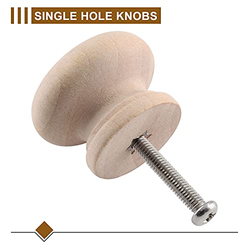 Zorfeter 20 Pcs Wood Unfinished Drawer Knobs Mushroom Shape Furniture Cabinet Knobs Pulls Handles (Diameter: 28mm, Height: 21mm) - Image 5