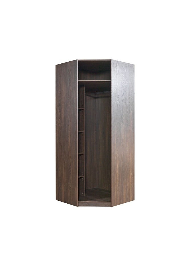Infinity Corner Wardrobe With Hanger And Shelves | Modular Wardrobe | Modern Design Storage For Bedroom L95xW59xH230cm - D.Walnut - Image 2