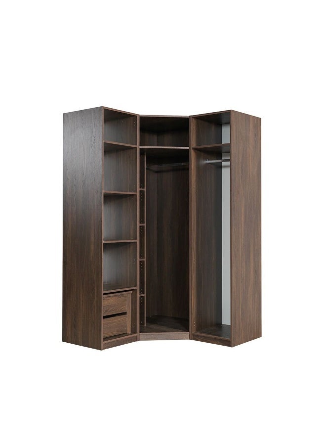 Infinity Corner Wardrobe With Hanger And Shelves | Modular Wardrobe | Modern Design Storage For Bedroom L95xW59xH230cm - D.Walnut - Image 3