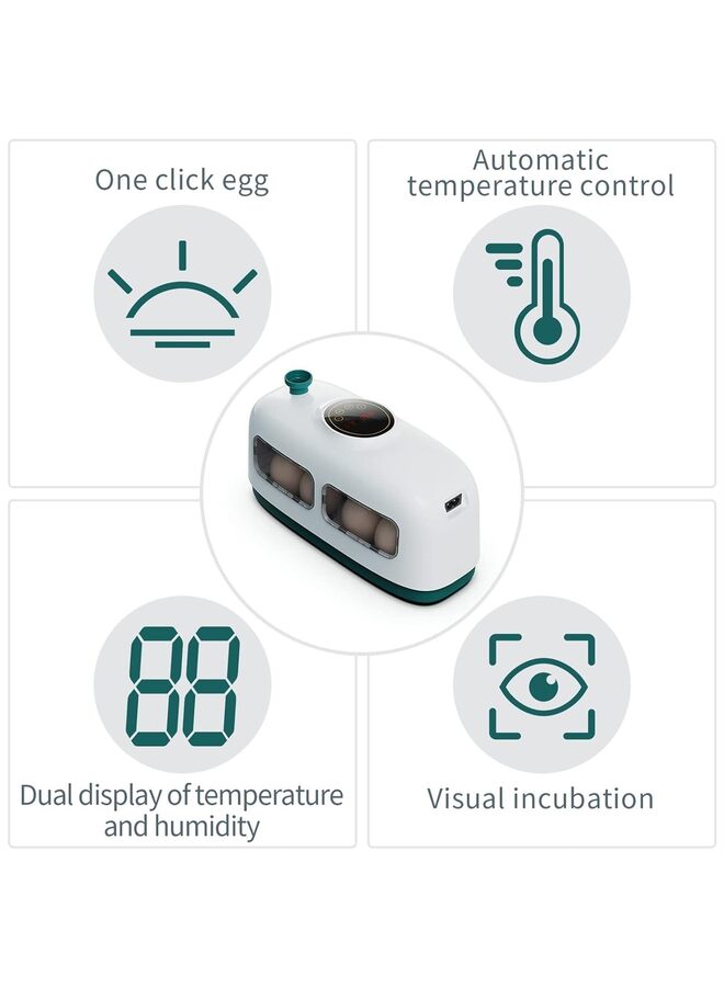 يُسلِّم حاضنة بيض، حاضنات بيض رقمية لتفقيس البيض، حاضنات بيض LED للتحكم في الرطوبة مع جهاز اختبار شموع البيض، لتفقيس بيض الدجاج والبط والسمان والطيور (اللون: أخضر) - Image 2