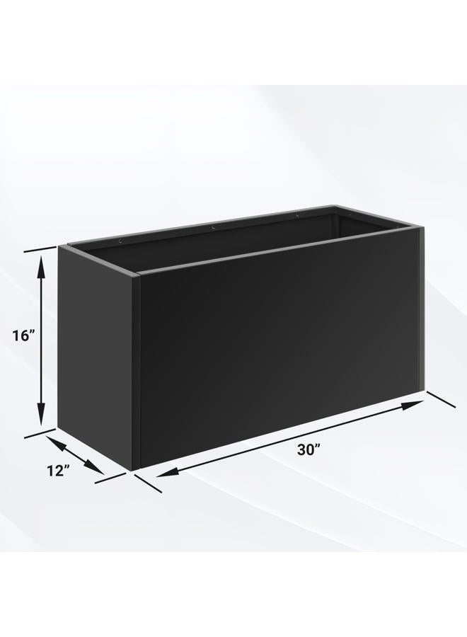 Toriexon Metal Planter Box 30” x 12” x 16”, Tall Planter Box with Removable Insert Shelf, Black Steel Planter Heavy Duty for Porch, Garden, Patio, Yard - Image 2