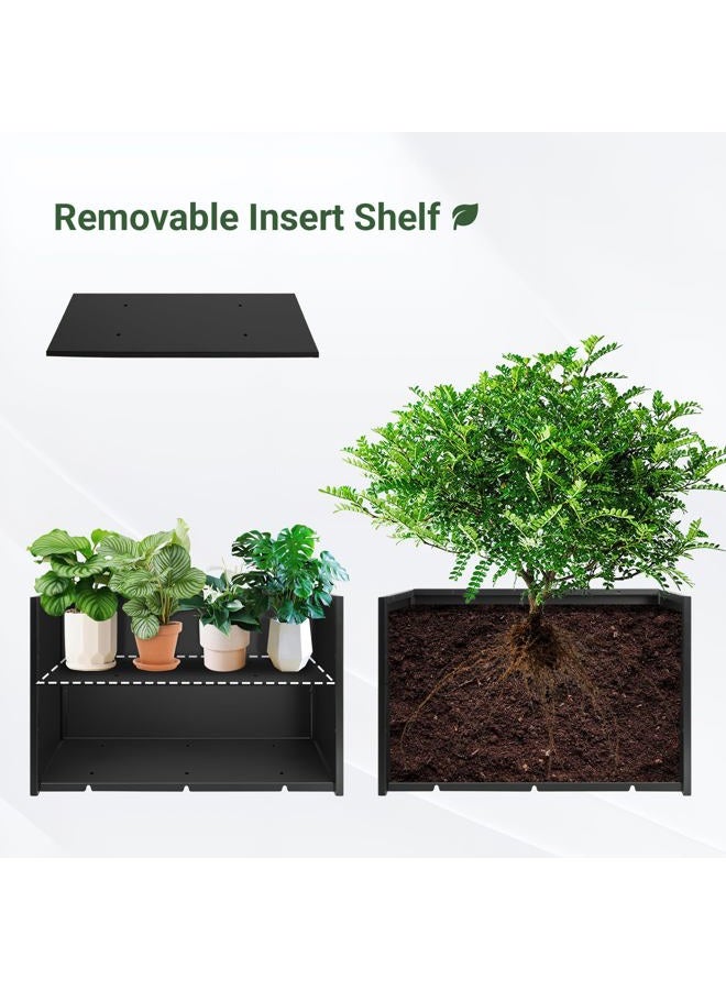 Toriexon Metal Planter Box 30” x 12” x 16”, Tall Planter Box with Removable Insert Shelf, Black Steel Planter Heavy Duty for Porch, Garden, Patio, Yard - Image 4