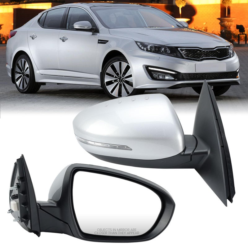 MOFOAP Passenger Side Mirror Compatible with 2011 2012 2013 Kia Optima Mirrors with Turn Signal LightPower GlassManual FoldingSilvery 5 Pins