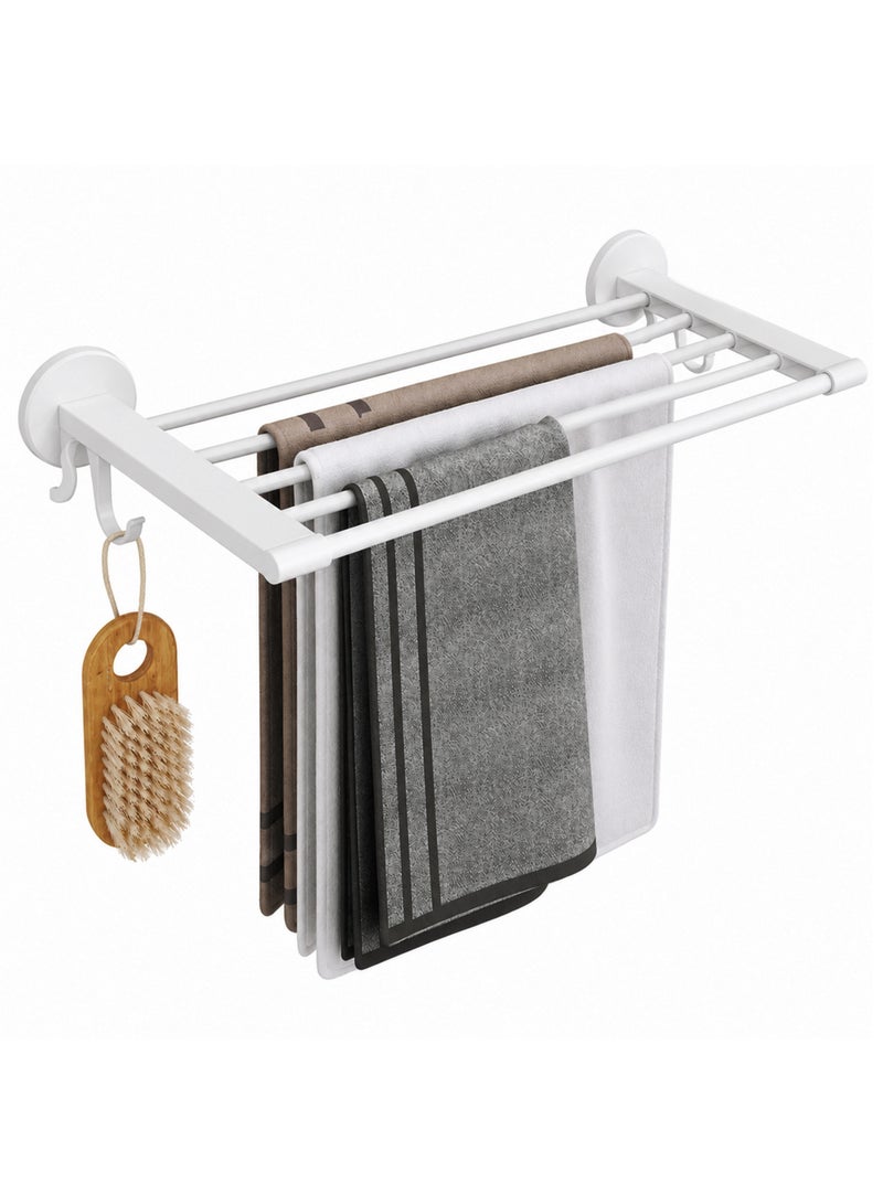 Toshionics Wall Mounted Towel Rack with Hooks, Rustproof Bathroom Towel Holder Shelf, Multi-Tier Space Saving Towel Organizer for Bathroom, Laundry Room & Kitchen - Image 1