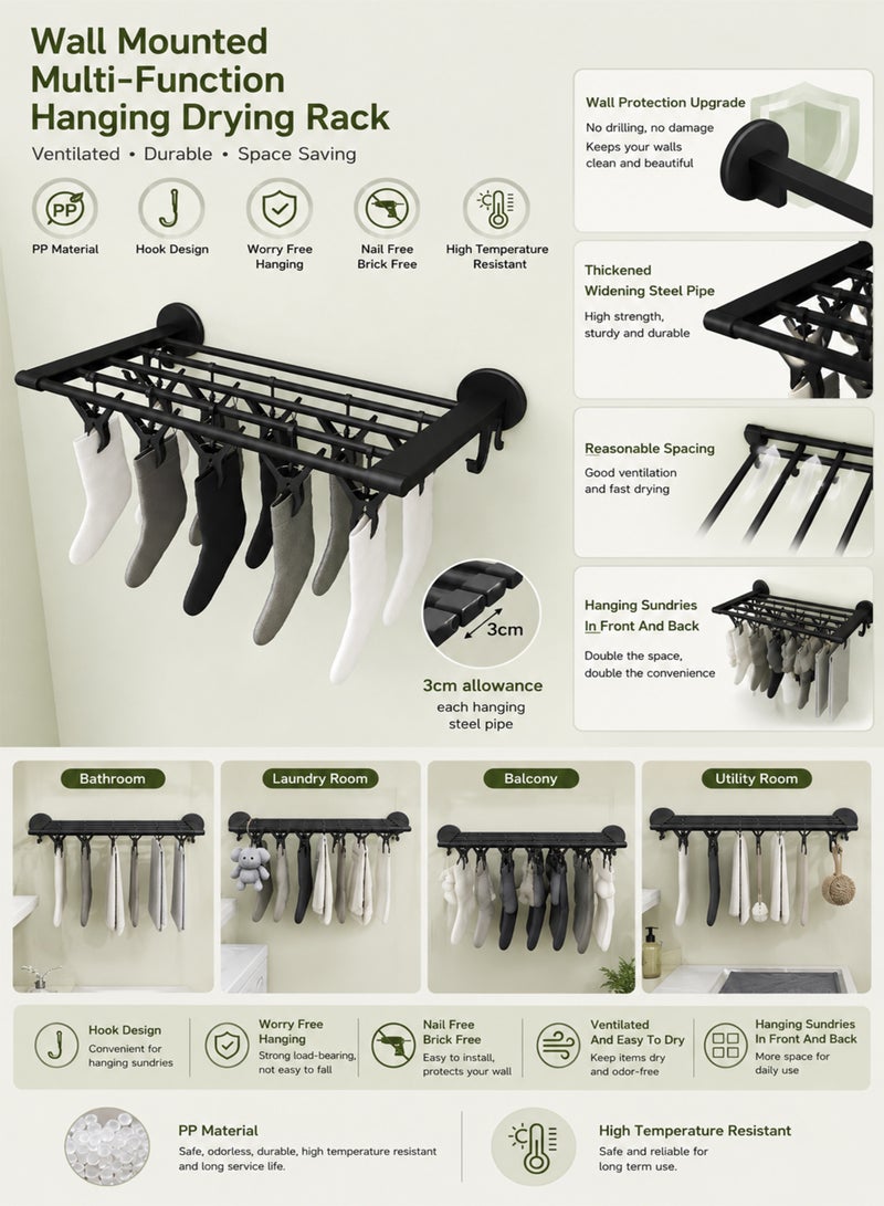 Toshionics Wall Mounted Towel Rack with Hooks, Rustproof Bathroom Towel Holder Shelf, Multi-Tier Space Saving Towel Organizer for Bathroom, Laundry Room & Kitchen - Image 3