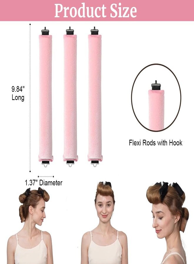 MAYCREATE® 6PCS Heatless Hair Curler, Flexible Curling Rod with Hook, Satin Rollers for All Hair Types, No Heat Curls to Sleep for Curl Rods, Heatless Curls for Blowout Hair, Pink - Image 2
