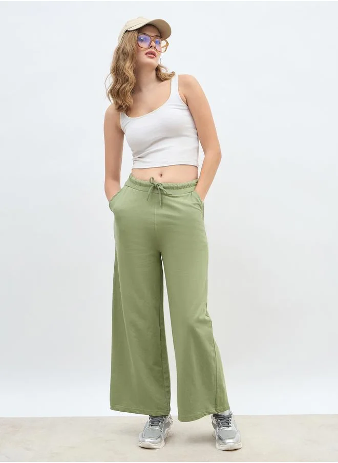 Styli Styli Solid Straight Leg Joggers with Drawstring