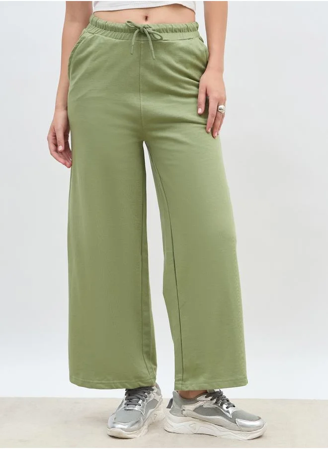 Styli Styli Solid Straight Leg Joggers with Drawstring