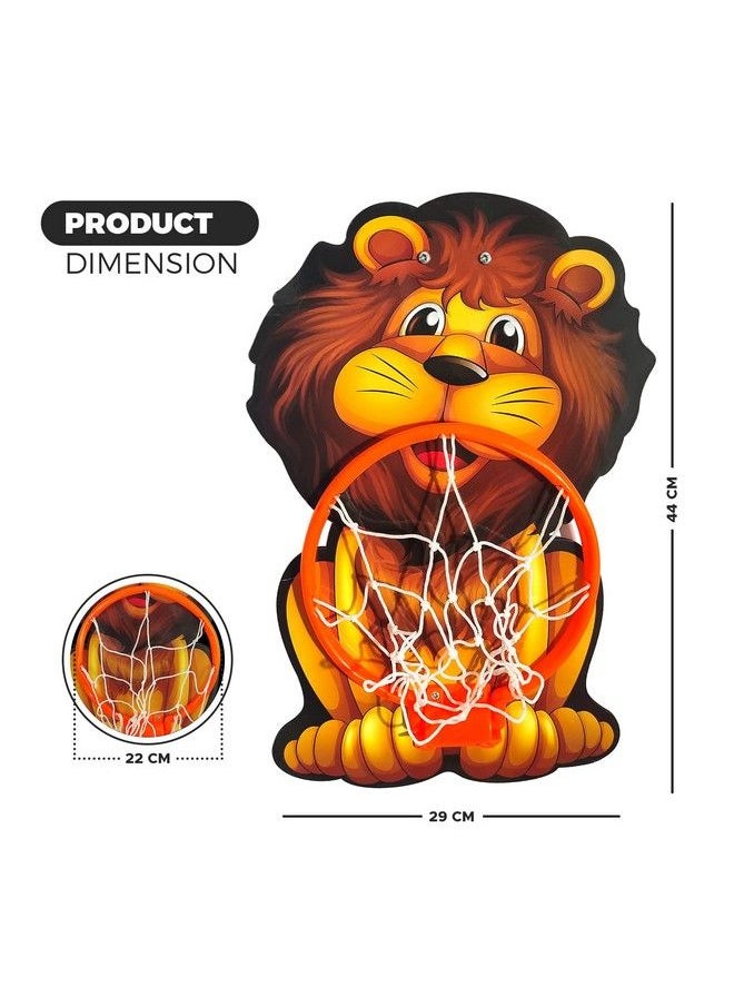 NHR Lion Basket Ball For Kids Toys For Boys And Girls Portable Set With Hanging Board Ring Net Ball Indoor And Outdoor Games Good For Pastime Birthday And Return Gift Set Standard  - Image 4