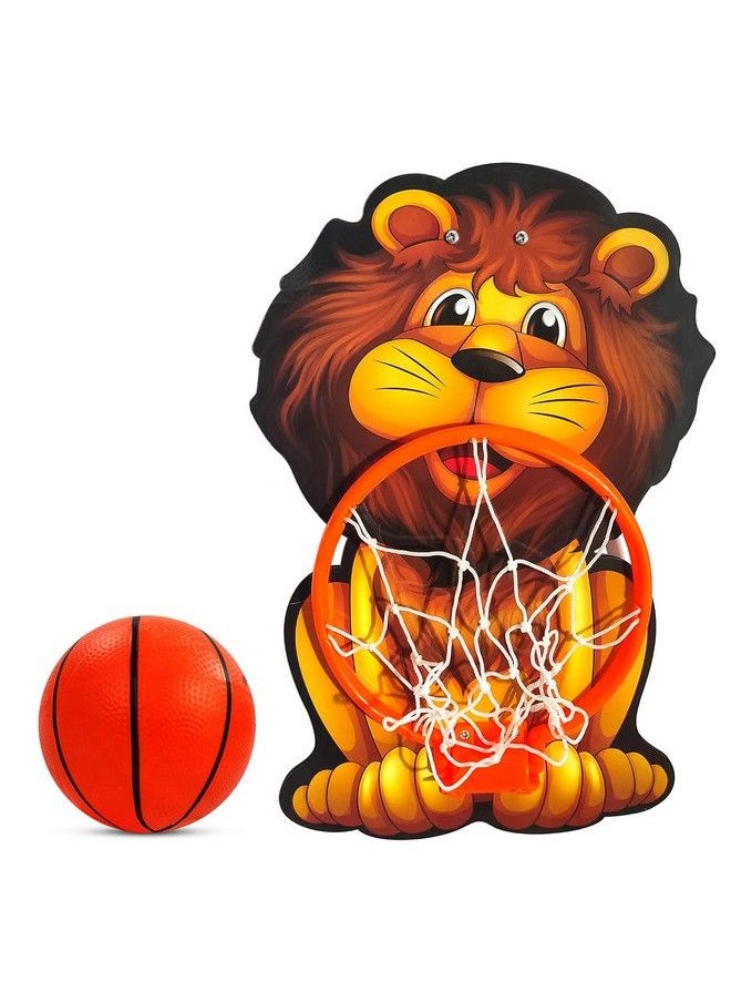 NHR Lion Basket Ball For Kids Toys For Boys And Girls Portable Set With Hanging Board Ring Net Ball Indoor And Outdoor Games Good For Pastime Birthday And Return Gift Set Standard  - Image 3
