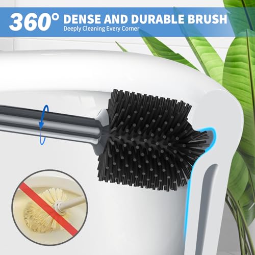 uptronic Toilet Plunger and Brush, Bowl Brush and Heavy Duty Toilet Plunger Set with Holder, 2-in-1 Bathroom Cleaning Combo with Modern Caddy Stand for for 5.7-inch Toilet Drain Bathroom Cleaning - Image 4