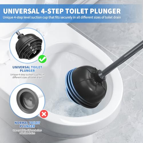 uptronic Toilet Plunger and Brush, Bowl Brush and Heavy Duty Toilet Plunger Set with Holder, 2-in-1 Bathroom Cleaning Combo with Modern Caddy Stand for for 5.7-inch Toilet Drain Bathroom Cleaning - Image 3