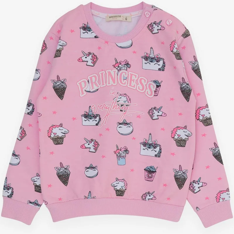 Breeze Baby Girl Tracksuit Set, Princess Dinosaur Patterned, 9 Months-3 Years, Pink