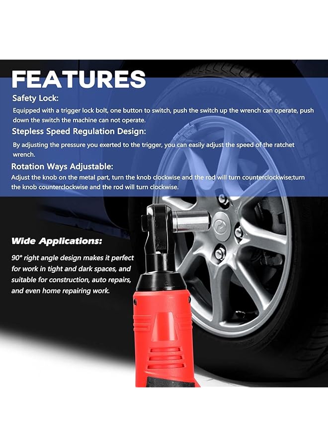 Cordless Electric Ratchet Wrench 16.8V 6000Mah 3/8" 90° Right Angle Impact Wrench (2 Batteries) - Image 5