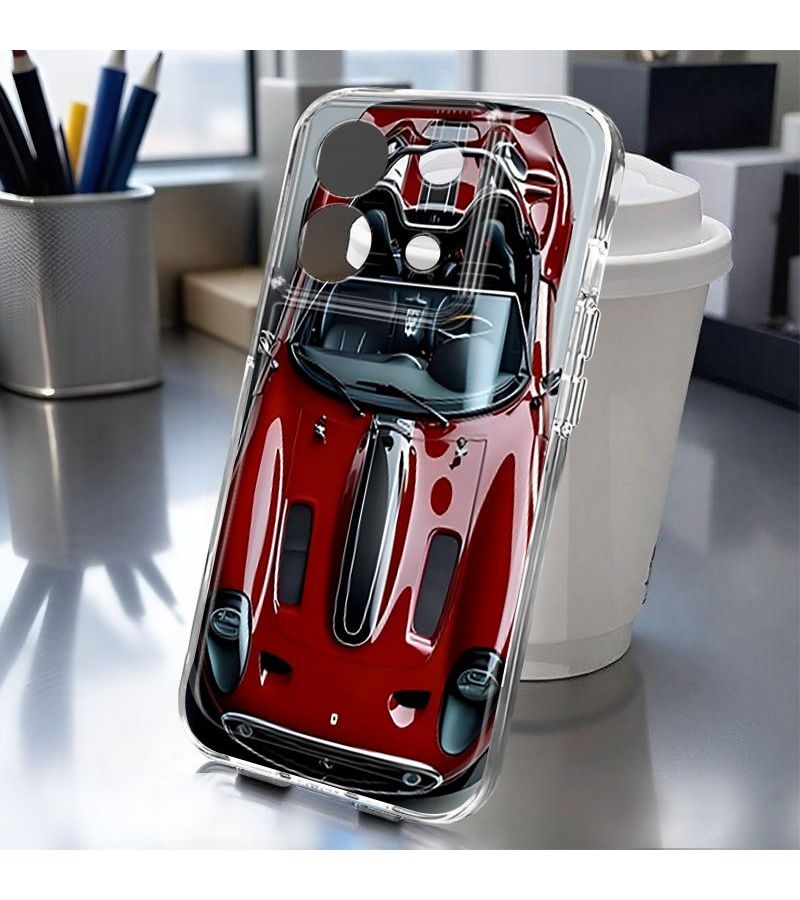 Phone Case For Redmi Note 12 4G Transparent Printing Red Convertible Sports Car Pattern For Xiaomi Redmi 10 12C 13 14C A1 A2 A3 Note 8 9 10 11S 12 13 14 Pro 10T 11 Lite 13T 14 14T Pro Poco C61 C65 C75