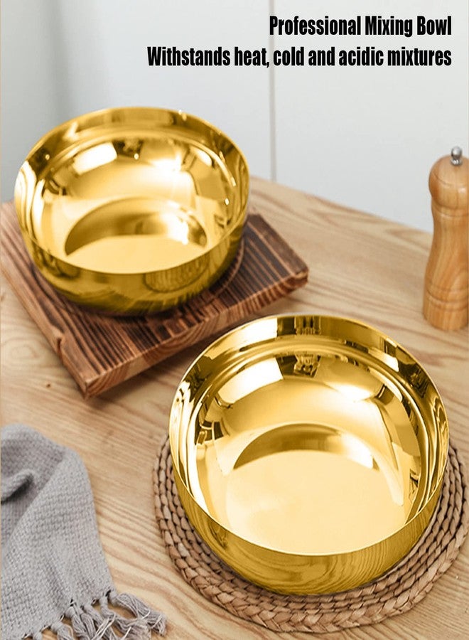 Fdit Stainless Steel Mixing Bowl, Deep Mixing Salad Bowl Serving Bowl for Cooking, Baking, Prepping, Food Storage Golden - Image 3