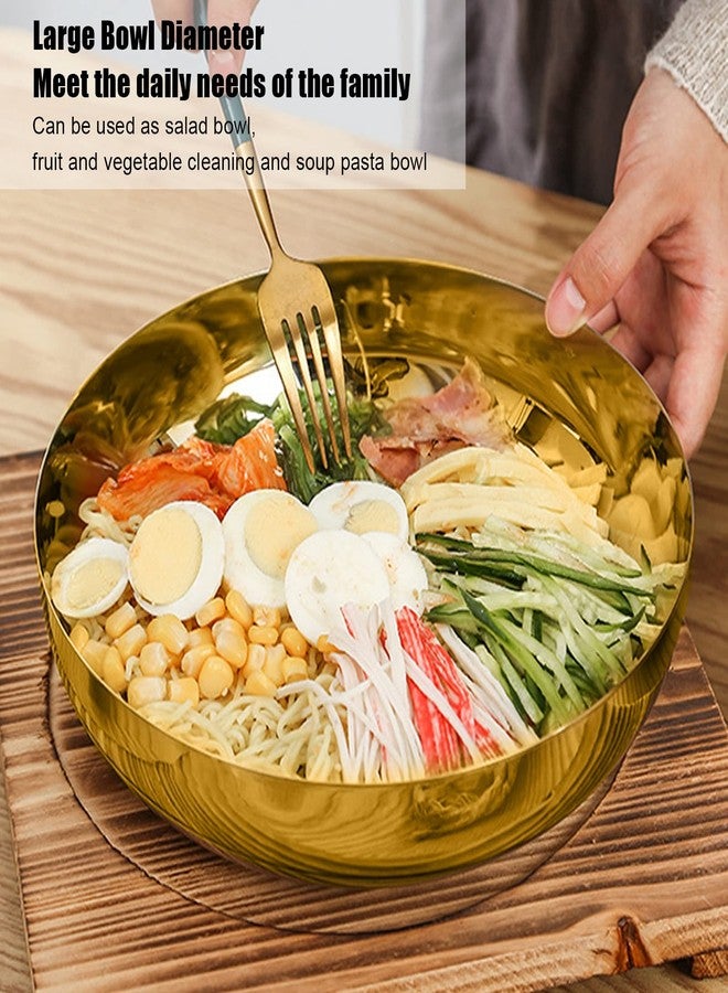 Fdit Stainless Steel Mixing Bowl, Deep Mixing Salad Bowl Serving Bowl for Cooking, Baking, Prepping, Food Storage Golden - Image 4