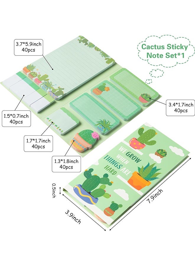 دبليو أف أف أو مجموعة ملاحظات لاصقة لطيفة 440 ورقة - نحن ننمو عندما تكون الأمور صعبة - مجموعة ملاحظات لاصقة - ملاحظات لاصقة على شكل صبار لطيفة مع أقسام نباتية - دفاتر ملاحظات للكتابة - لوازم العودة إلى المدرسة والمكتب - كهدية تقدير للمعلمين، أو كمدلولات للحفلات المدرسية والمكتب - Image 2