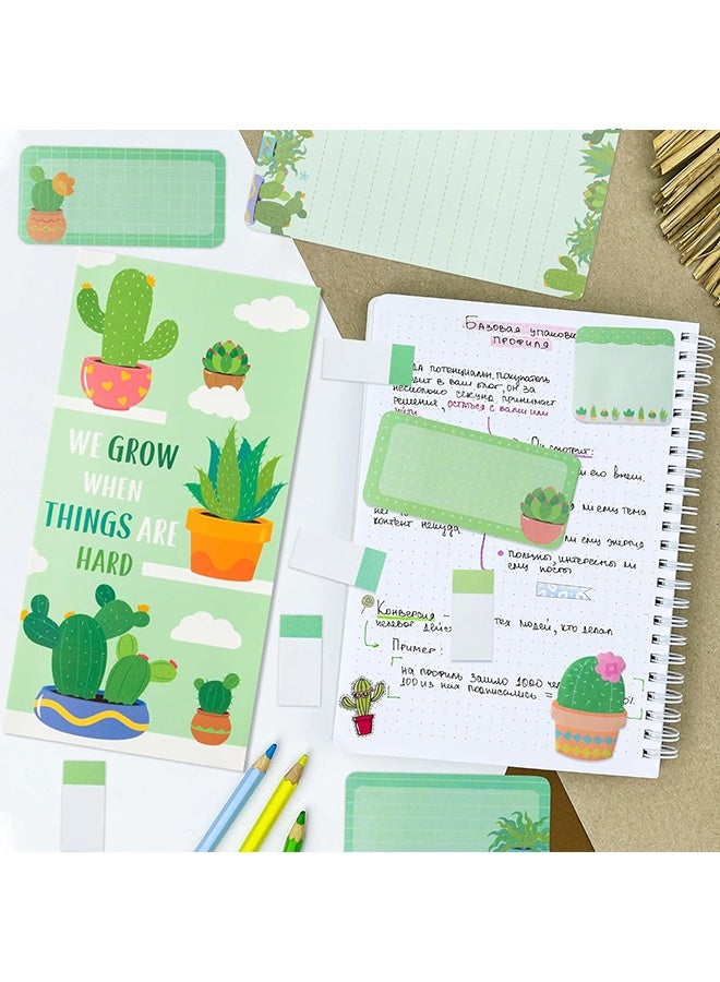 دبليو أف أف أو مجموعة ملاحظات لاصقة لطيفة 440 ورقة - نحن ننمو عندما تكون الأمور صعبة - مجموعة ملاحظات لاصقة - ملاحظات لاصقة على شكل صبار لطيفة مع أقسام نباتية - دفاتر ملاحظات للكتابة - لوازم العودة إلى المدرسة والمكتب - كهدية تقدير للمعلمين، أو كمدلولات للحفلات المدرسية والمكتب - Image 3