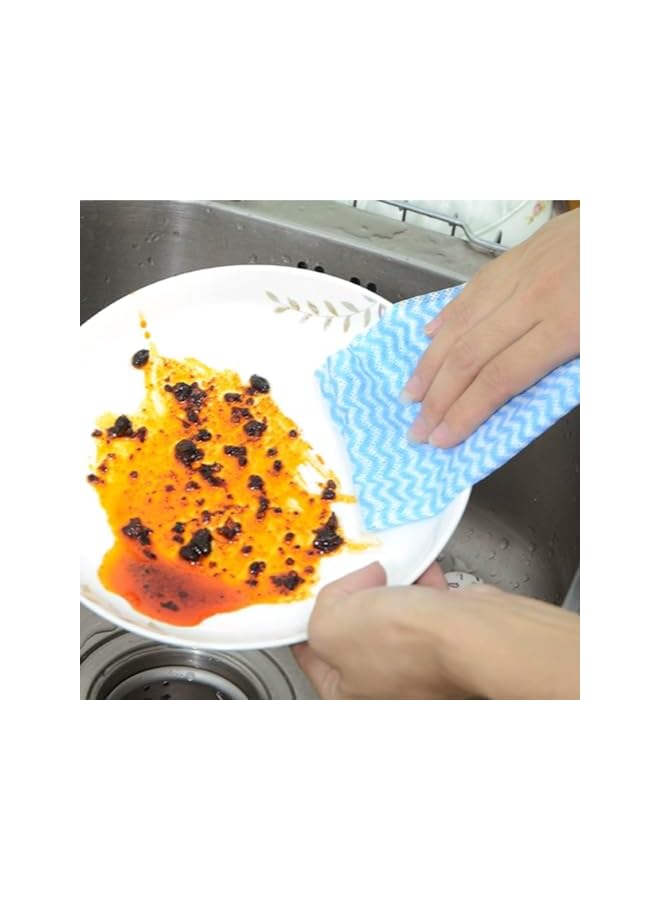 promass 50 Pack Disposable Dish Cloths Heavy Duty Reusable Cleaning Cloths Dish Rags for Kitchen 23.6x11.8inches - Blue - Image 3