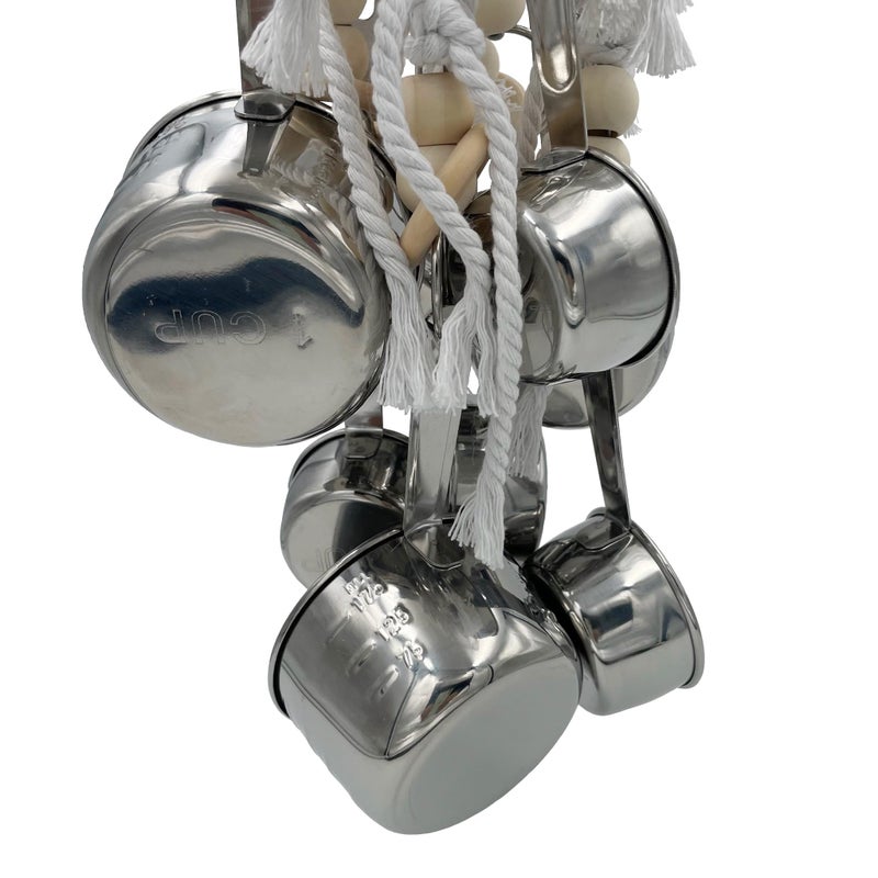 GILYGI Durable Stainless Steel Pots & Wooden Beads Parrot Toys - Pullable 8 Metallic Cups & 8 Natural Dye-Free Rings for Large & Extra Large Parrots Macaws Amazons African Greys Cockatoos Eclectus - Image 4