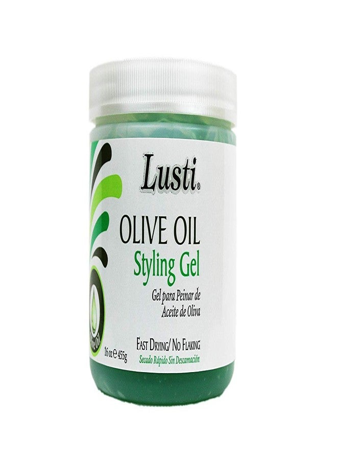 Lusti Olive Oil Styling Gel, 16 fl oz - Fast Drying, No Flaking - Control Frizz & Fly Away Hairs - Image 1