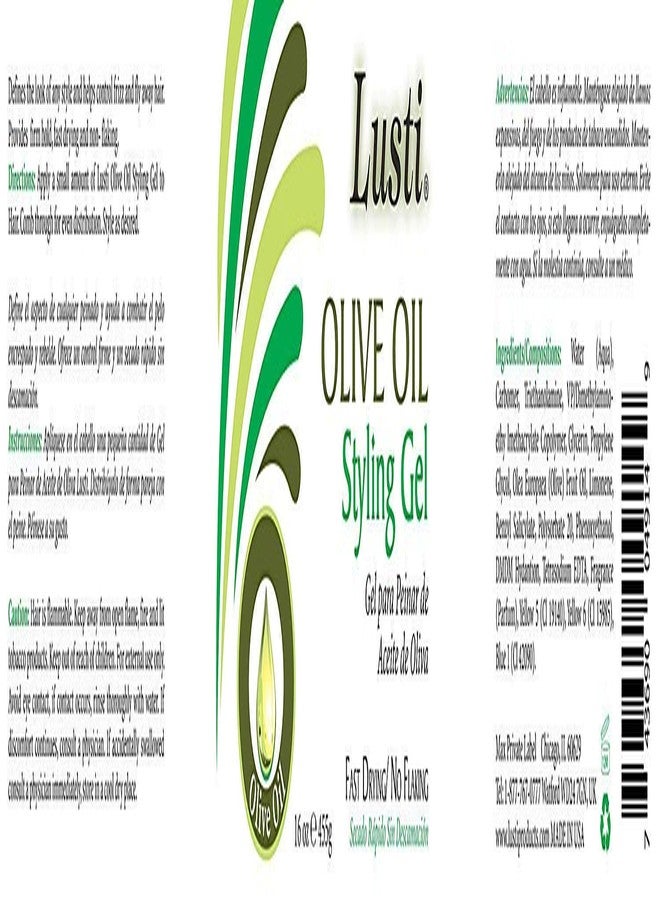 Lusti Olive Oil Styling Gel, 16 fl oz - Fast Drying, No Flaking - Control Frizz & Fly Away Hairs - Image 2