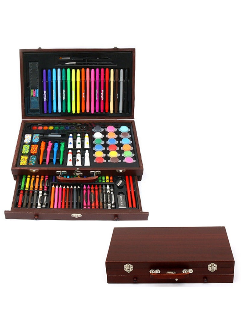 Art Supplies Set for Kids, 123-Piece Drawing Kit Wood Storage Box - Image 1