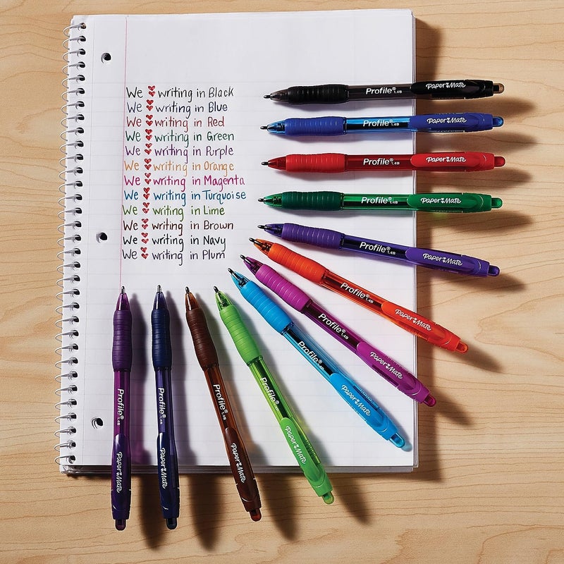 Paper Mate Profile Retractable Ballpoint Pens, Bold (1.4mm), Assorted Colors, 12 Count - Image 2
