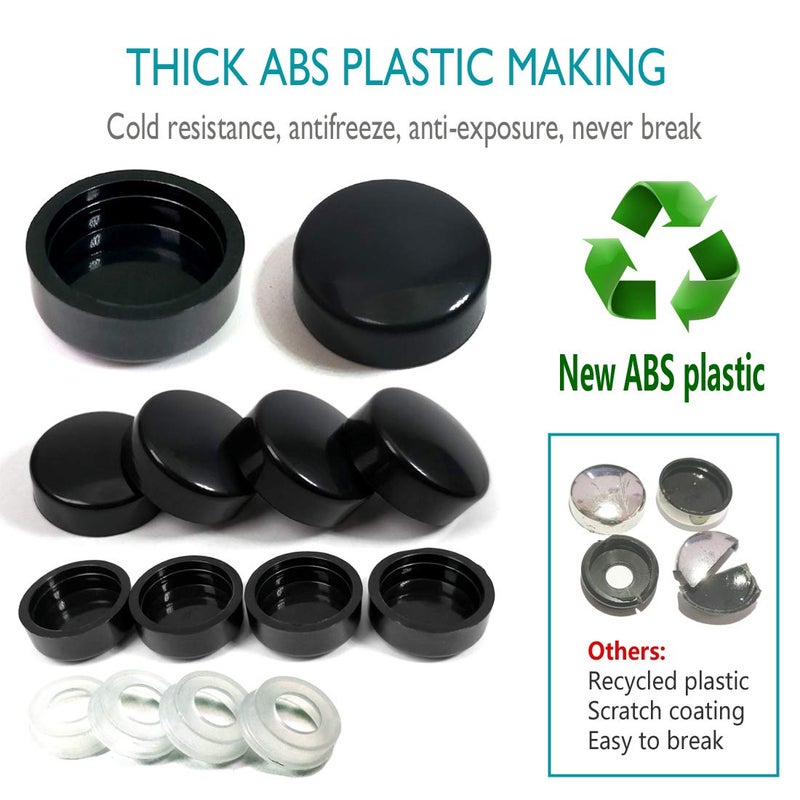 Aootf Anti Theft License Plate Screws- Rust Stainless Steel Plate Screw Resistant Security Tamper Resistant Machineâ€‚License Plate Bolt License Plate Frame Fastener, Black Caps, Anti-Rattle Pad - Image 5