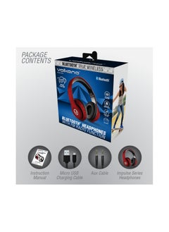 Volkano Volkano Wireless Bluetooth Headphones Impulse Series, Red  - Image 2