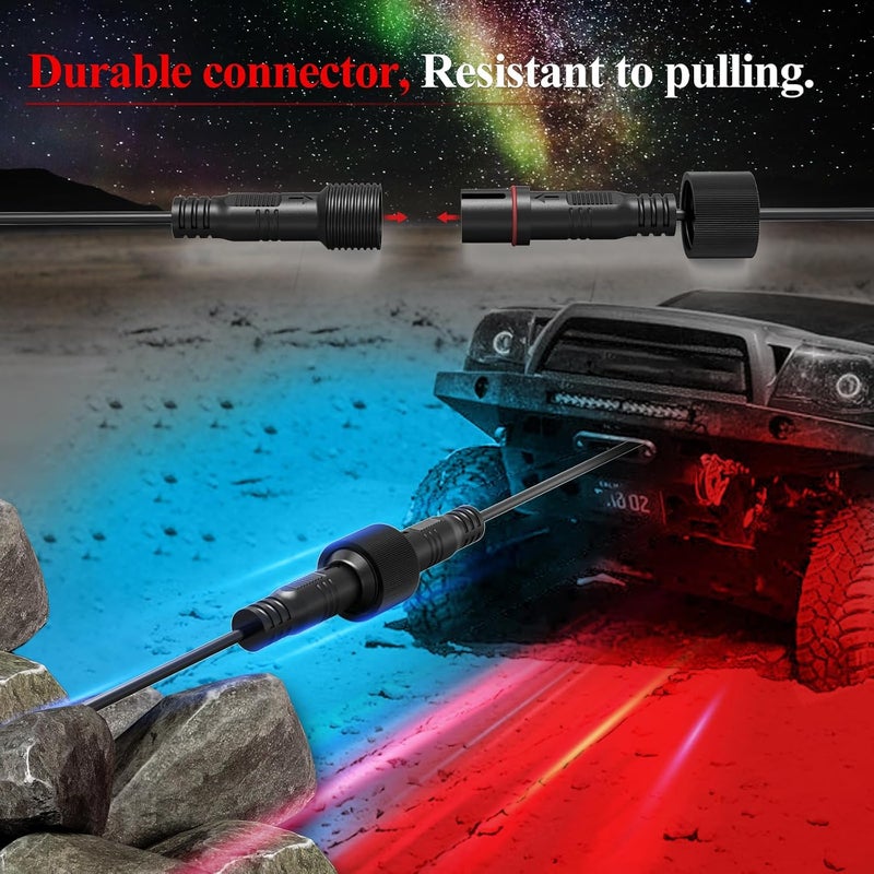 YiLaie YiLaie 2 Pack 10FT 4 Pin Extension Cable for Rock Lights LED RGB Rock Light Kits Wheel Well Lights Extension Wire 30cm 2 Years Warranty  - Image 5