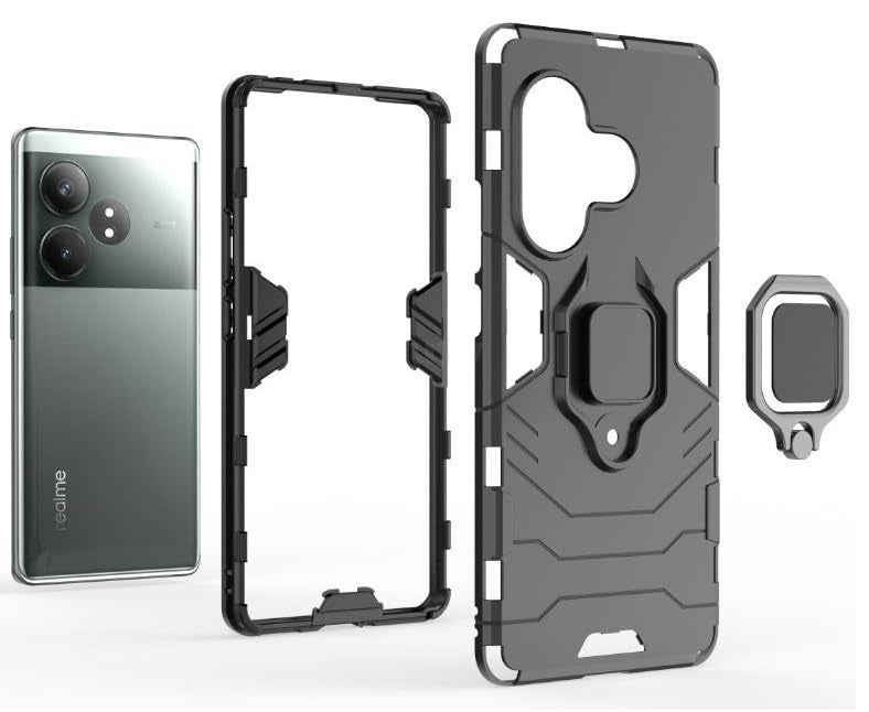 SPAZY CASE® Realme GT 6T Back Cover | Dual Layer Armor Defender Full Body Protective + PC Hybrid Kickstand Back Case for Realme GT 6T - Image 3
