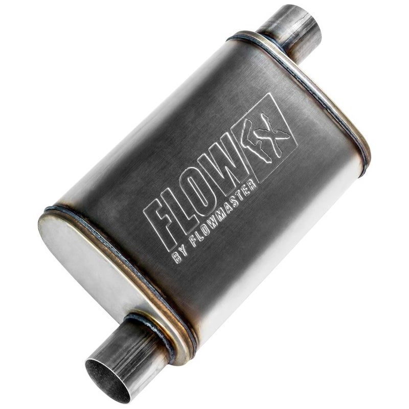 Flowmaster Flow FX Chambered Muffler â€“ 2.50â€ Offset In / 2.50â€ Offset Out â€“ Moderate Sound â€“ Stainless Steel â€“ Affordable Performance for Modern Trucks, Muscle Cars & Daily Drivers (71236) - Image 1