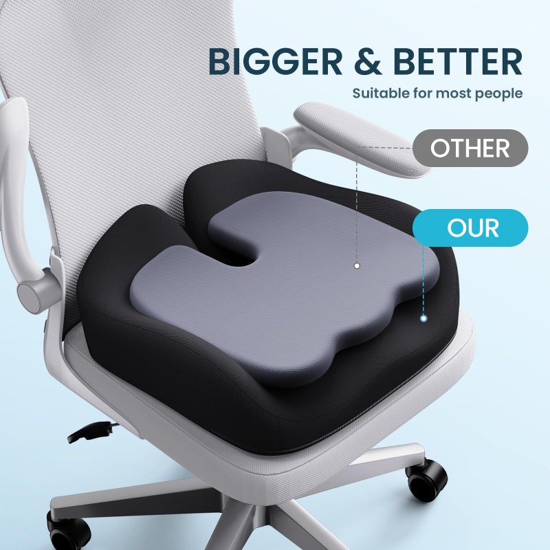 Benazcap Memory Foam Seat Cushion for Office Chair, Ergonomic Chair Cushions for Tailbone Pain Relief, Sciatica & Back Support, Office Chair Cushion & Car Seat Cushion - Image 4