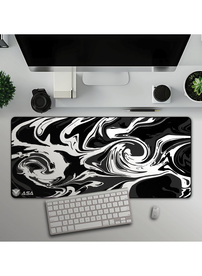 أيه أس أيه وسادة ماوس ممتدة 90 × 40 سم بقاعدة مطاطية غير قابلة للانزلاق مع حواف مخيطة وسطح قماشي ناعم ومقاوم للماء - Image 2