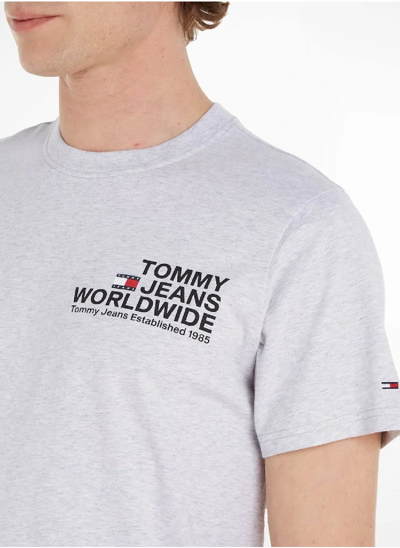 TOMMY JEANS Men's Crew Neck Logo T-Shirt, Grey