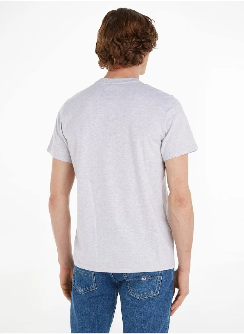 TOMMY JEANS Men's Crew Neck Logo T-Shirt, Grey