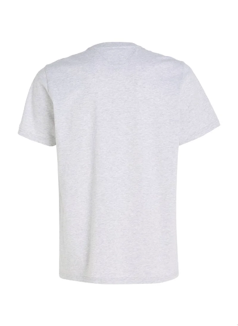 TOMMY JEANS Men's Crew Neck Logo T-Shirt, Grey